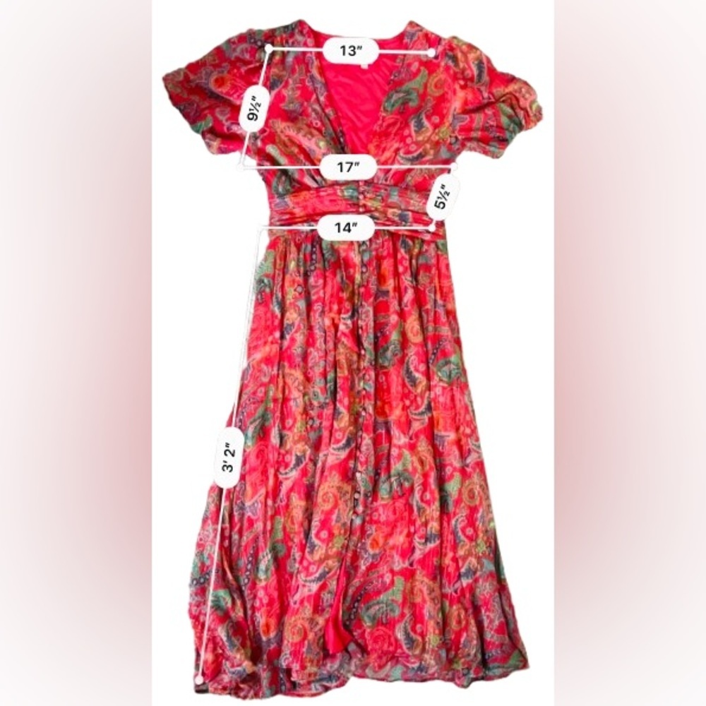 Anthropologie The Katerina
Lurex Button Front Dress in Red Paisley Size 8 - Picture 6 of 10